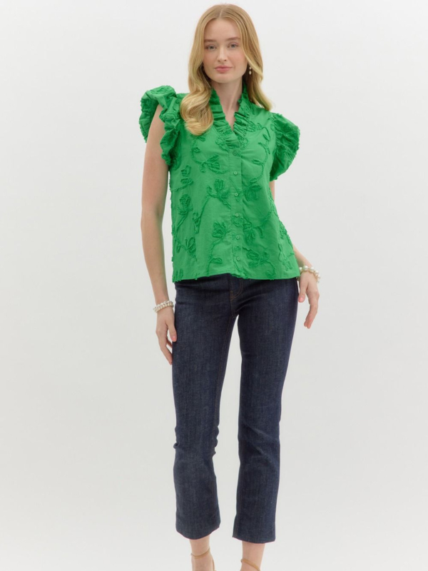 Green Texture Flower Top