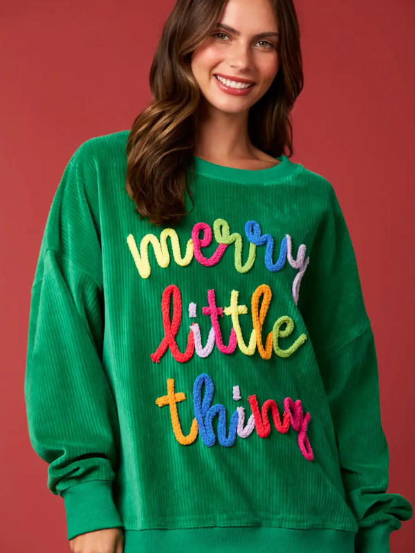 Green Merry Little Thing Corduroy Sweatshirt