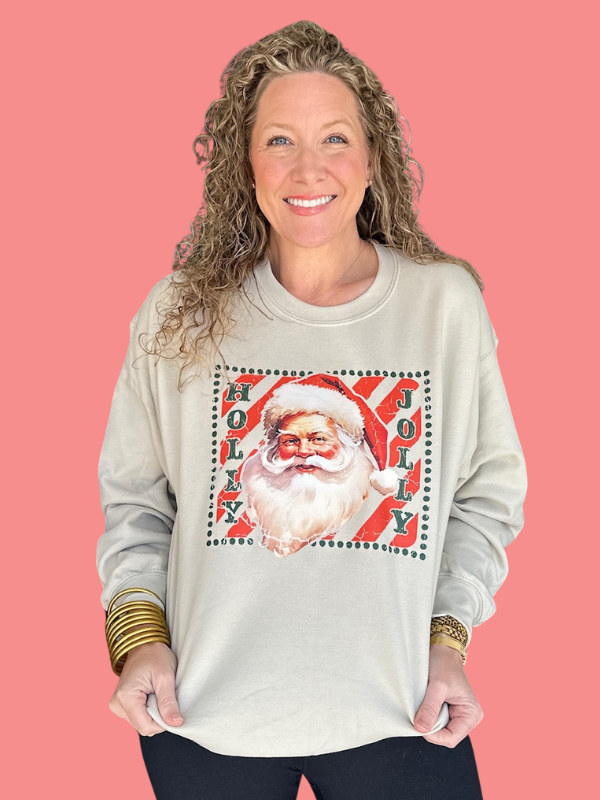 Holly Jolly Vintage Santa Sand Sweatshirt