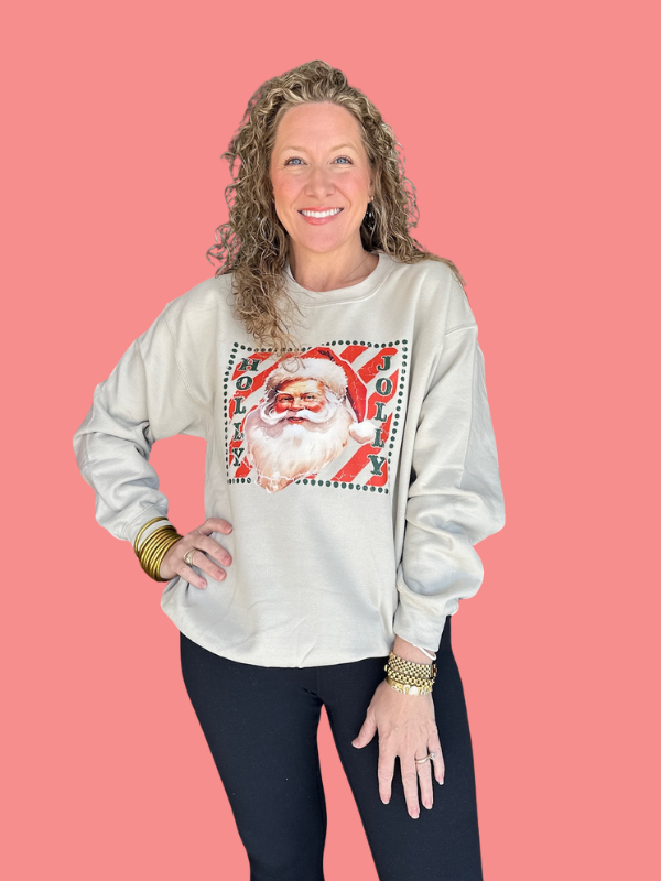 Holly Jolly Vintage Santa Sand Sweatshirt
