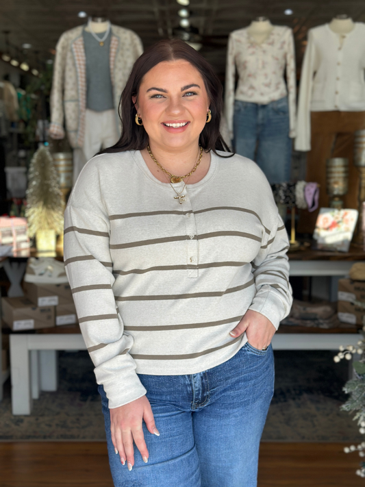 Ivory & Tan Striped Byron Top