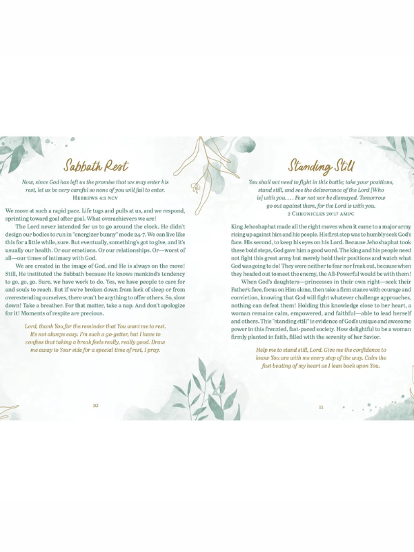 Text document with green leaf designs on a white background