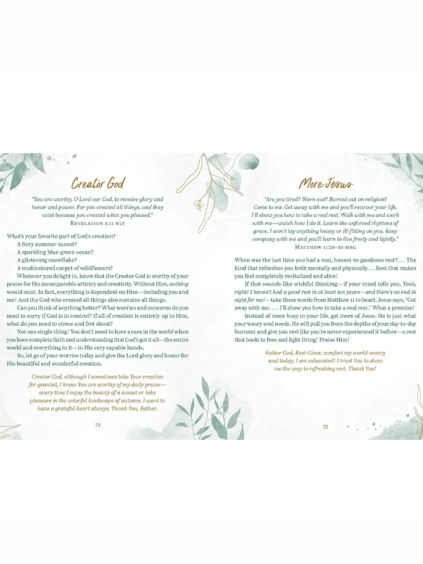 Text document with green leaf patterns on a white background