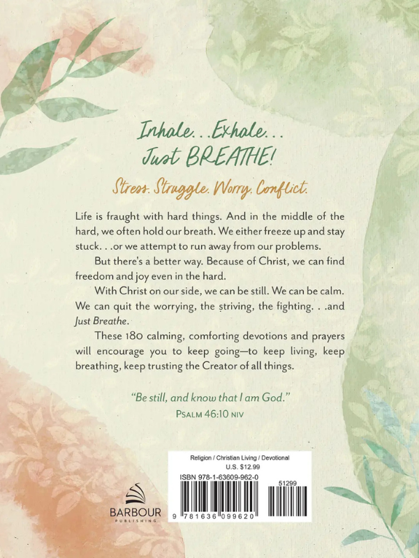 Back cover of a book with floral design and motivational text