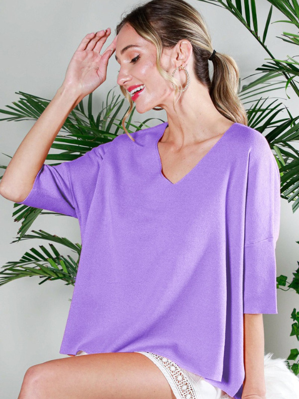 Lavender Loose Fit Knit Sweater