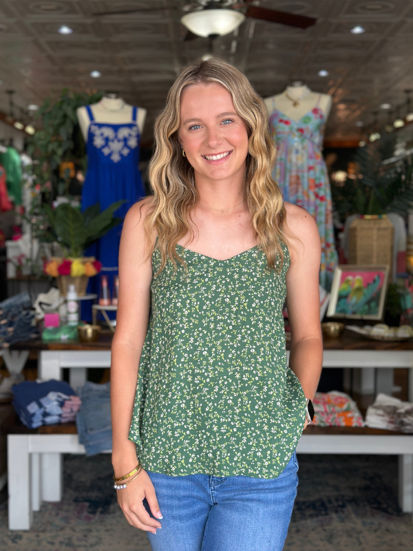 Lime Floral Tank Top