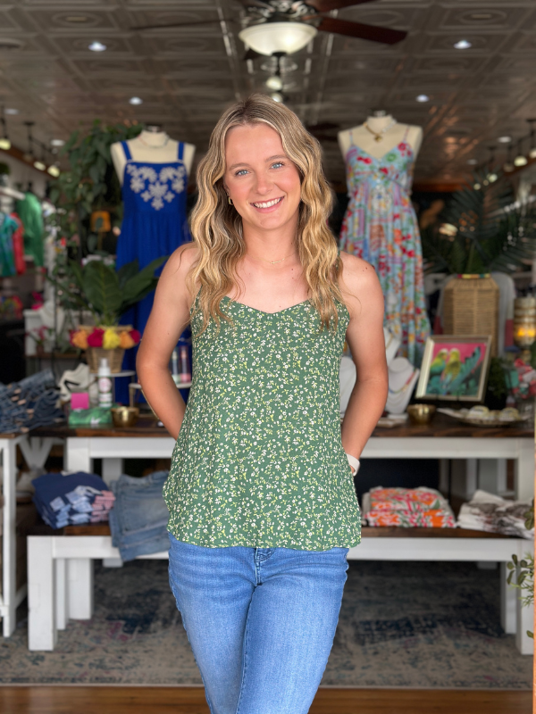 Lime Floral Tank Top