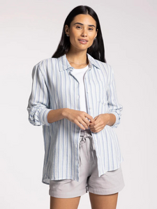 Linda Shirt - White Blue Sea Stripe