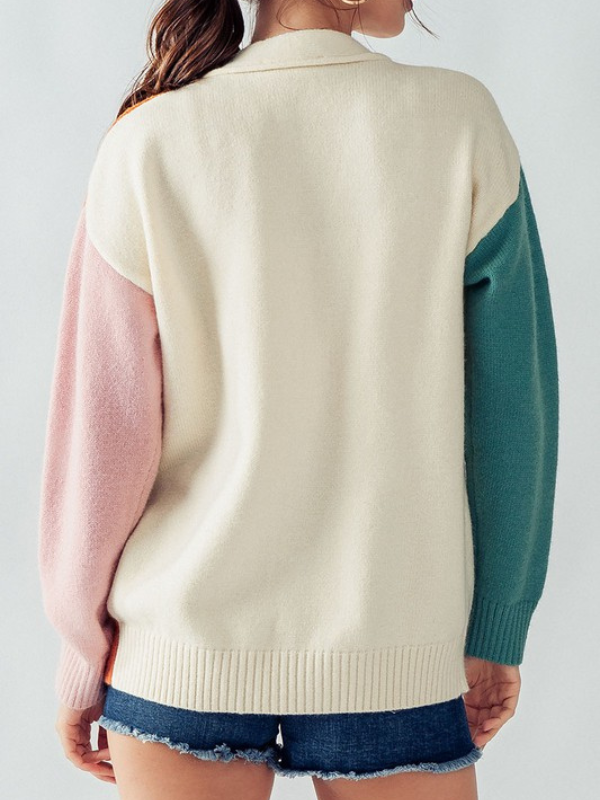 Muted Multi Color Button Cardigan