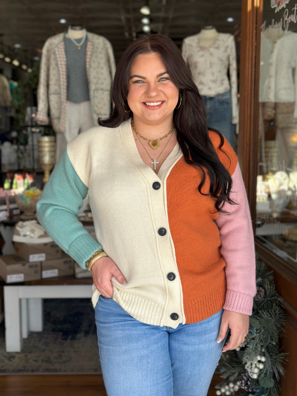 Muted Multi Color Button Cardigan