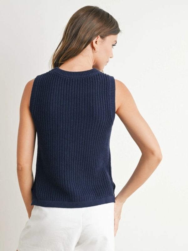 Navy Knitted Flag Sleeveless Sweater