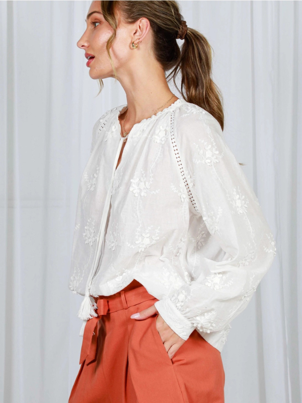 Off White Tassel Blouse