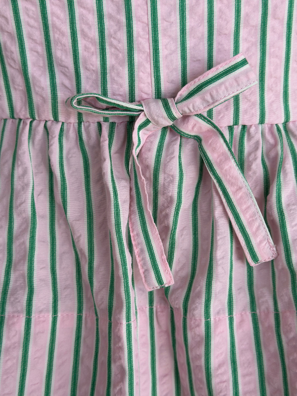 Pink & Green Stripe Peplum Bow Top