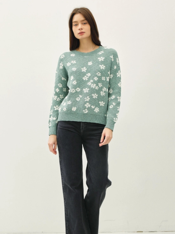 Sea Green Floral Sweater