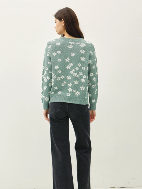 Sea Green Floral Sweater