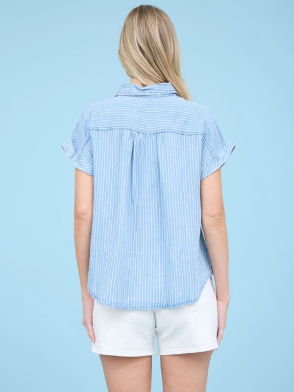 Stripe Chambray Button Down Top