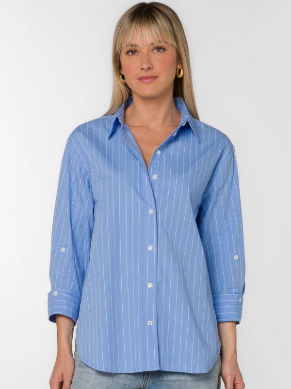 Suri Long Sleeve Blue Stripe Top