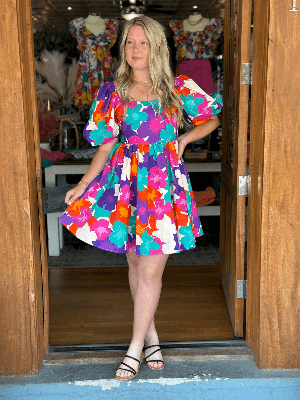 Purple & Jade Floral Dress