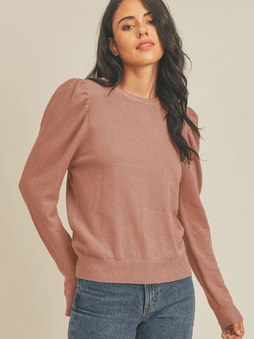 Ginger Spice Classic Crew Puff Sleeve Top