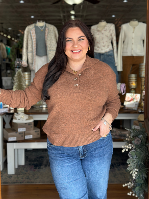 Warm Brown Wide Collar Sweater