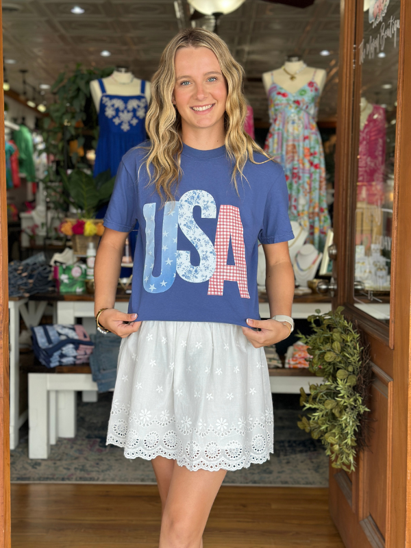 White Eyelet Smocked Skirt