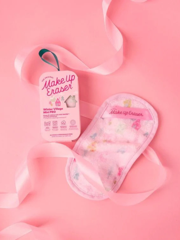 Makeup Eraser with packaging on a pink background