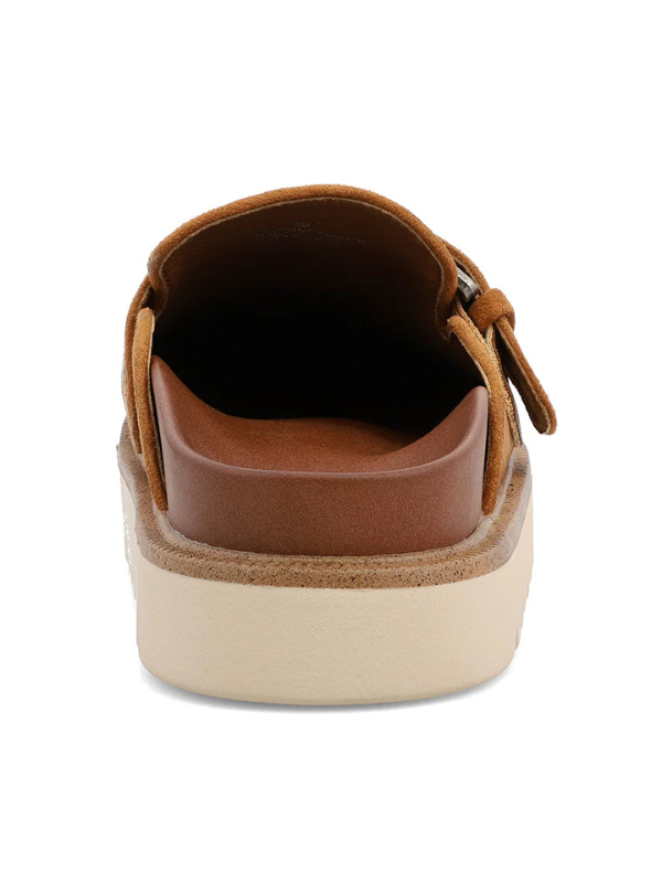 Brown sandal with beige sole on a white background