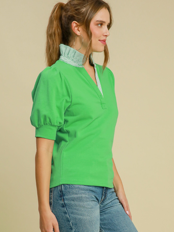 Apple Green Ruffled Neck Top