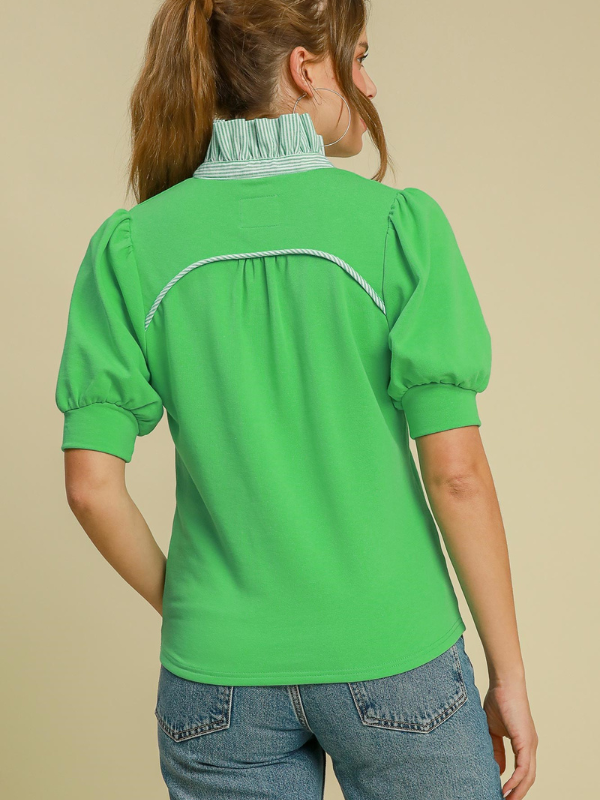 Apple Green Ruffled Neck Top