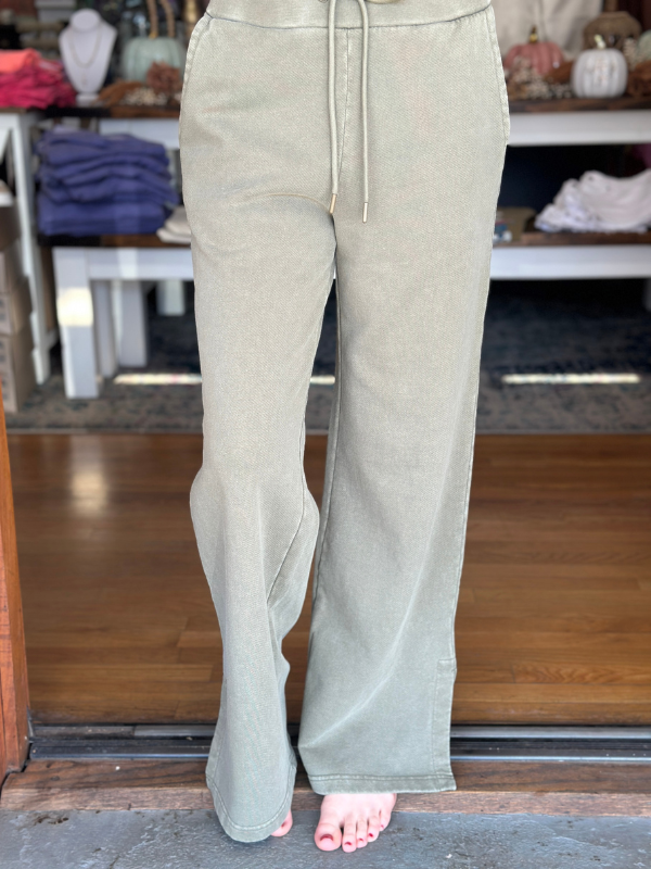 Ariel Lounge Pants in Dusty Olive - Themasonboutique