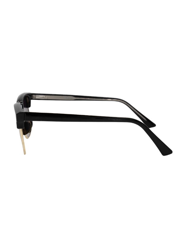Black sunglasses with a white background