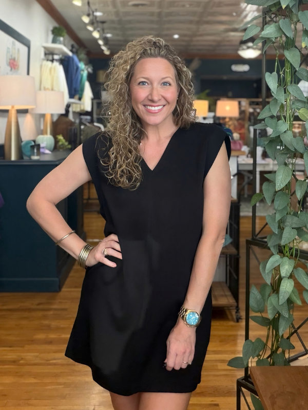Black Classic V-Neck Dress - Themasonboutique