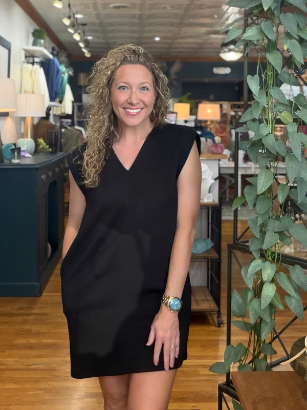 Black Classic V-Neck Dress - Themasonboutique