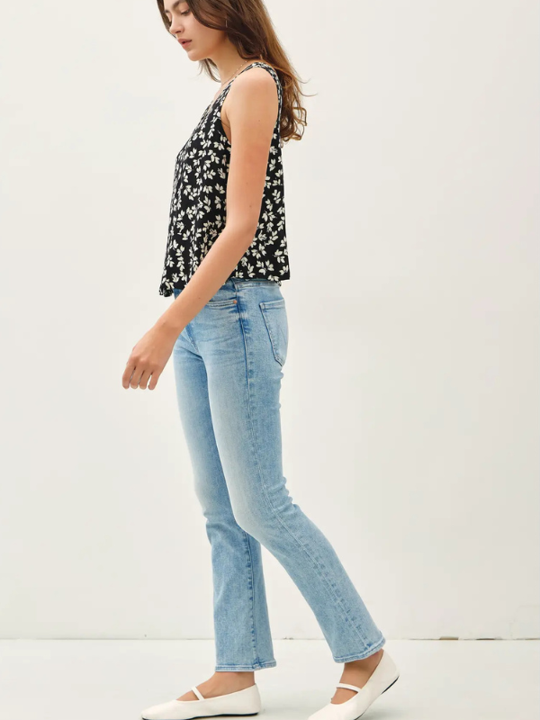 Black Floral Boxy Crop Tank
