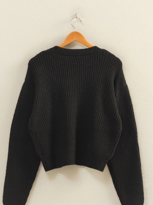 Black Knit Long Sleeve Sweater