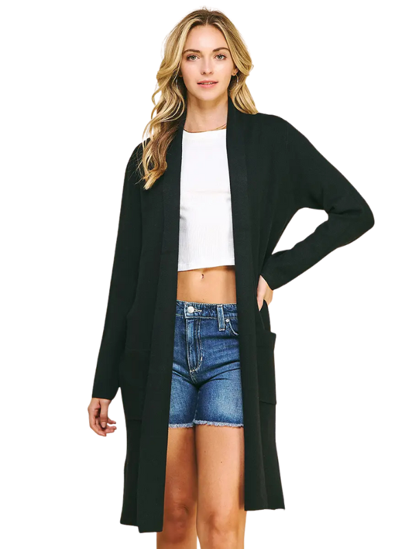 Black Open Knit Cardigan