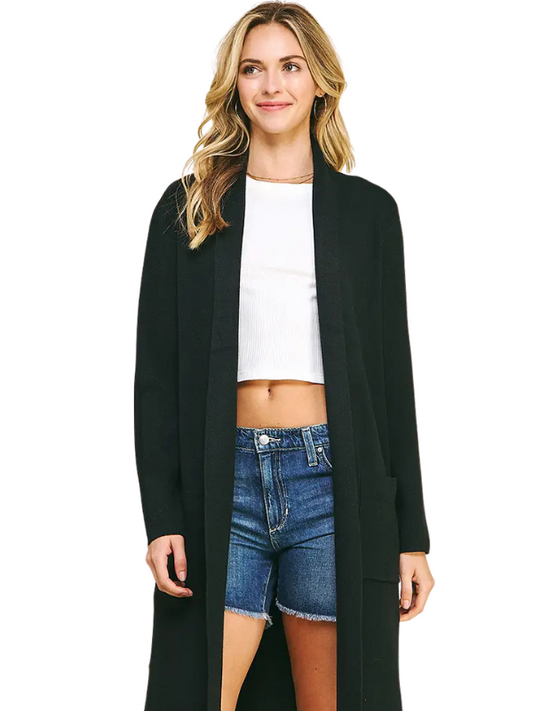 Black Open Knit Cardigan