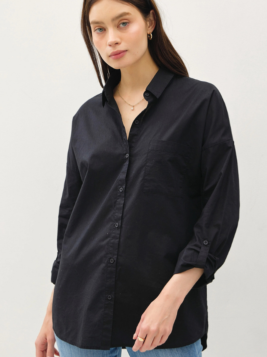 Black Oversized Button Up Shirt