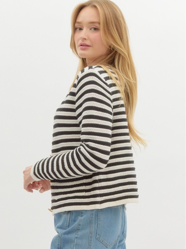 Black & White Striped Cardigan