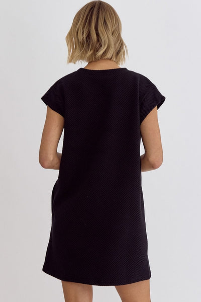 Black Simple Textured Dress