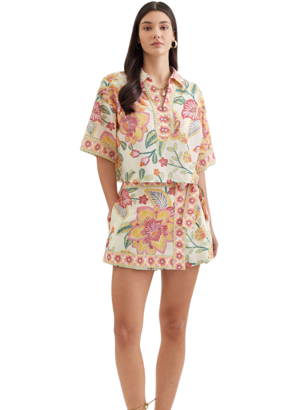 woman wearing a botanical skort 
