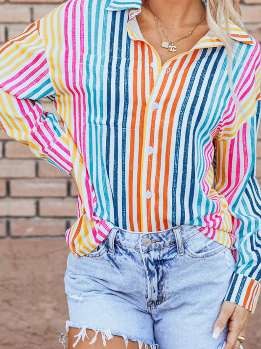 Bright Stripe Button Up Shirt