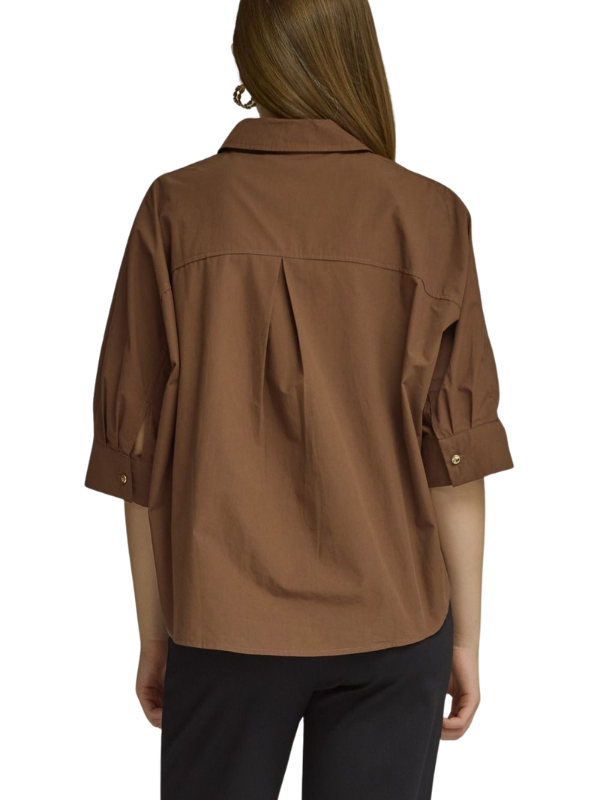 Brown Collared Gold Button Dolman Top