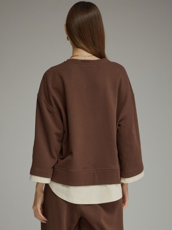 Brown + Cream Layered Look Top