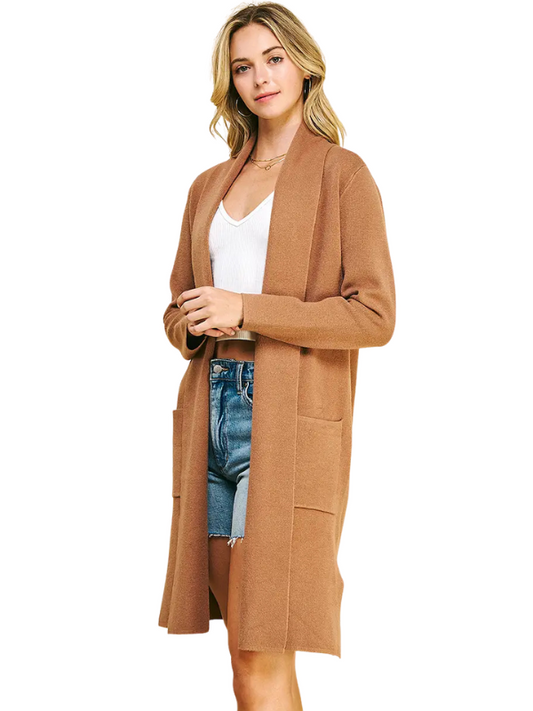 Camel Open Knit Cardigan