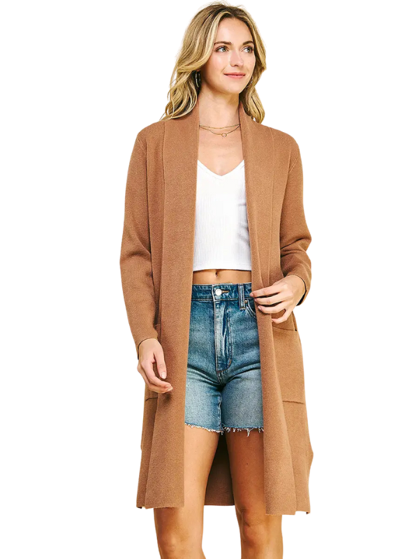 Camel Open Knit Cardigan