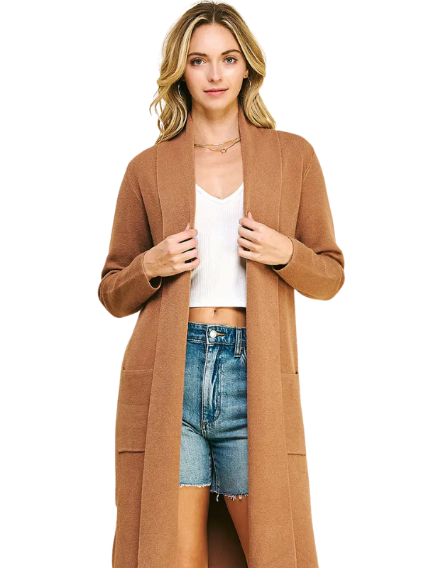 Camel Open Knit Cardigan