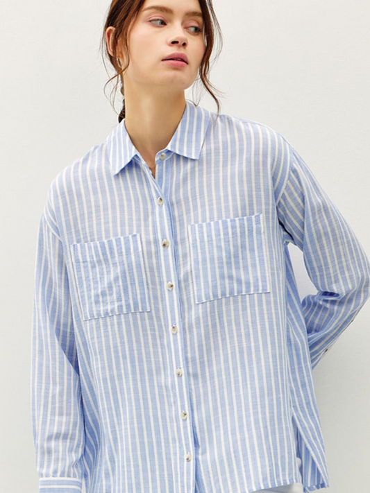 Chambray Striped Button Up