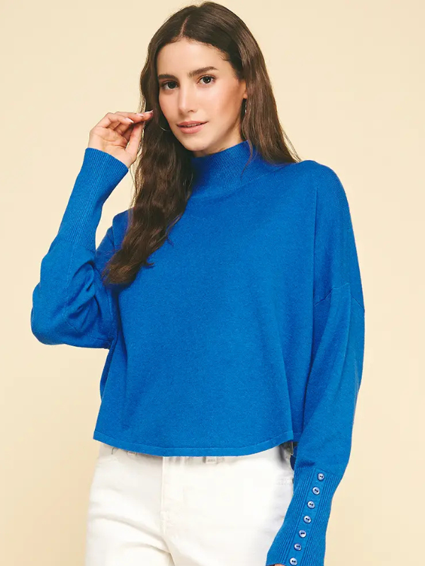 Cobalt Blue Mock Neck Sweater