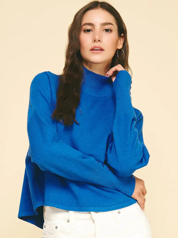 Cobalt Blue Mock Neck Sweater